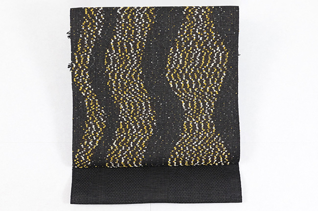 近賢織物 米沢織 八寸名古屋帯 天の川 黒 お仕立て付き