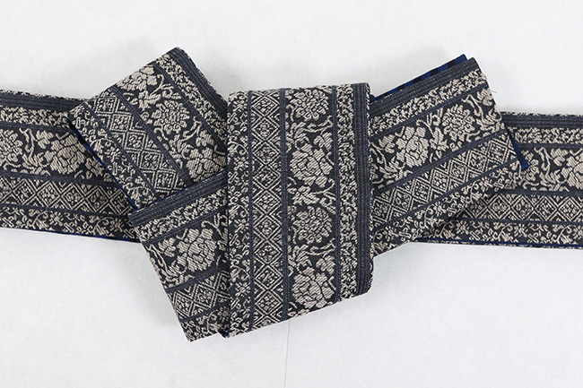 西陣織 蔦屋久兵衛 角帯 更紗 黒×灰