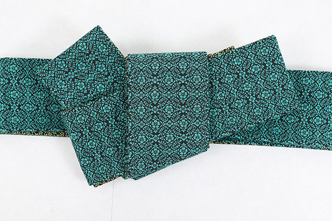 西陣織 蔦屋久兵衛 角帯 七宝花紋 青緑