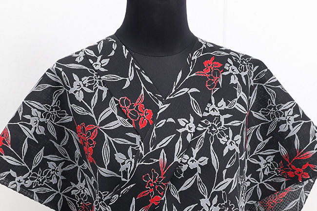 itomi浴衣(ゆかた) 綿紅梅 京更紗 黒 ◆男女兼用◆