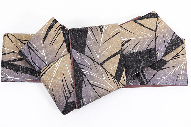 小室庵 角帯 芭蕉 銀糸 黒×茶灰