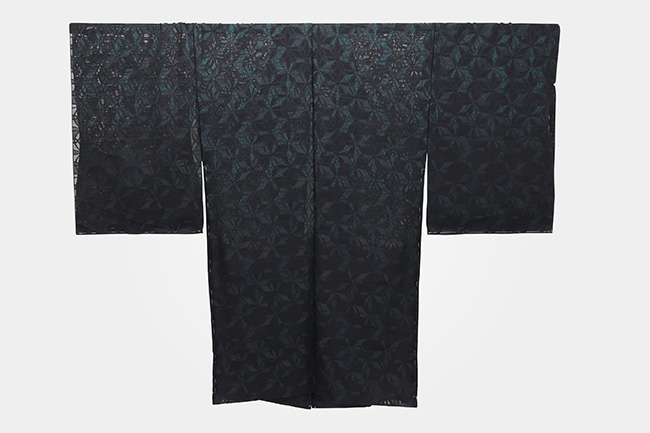 【受注商品】正絹 紋紗 羽織 絵羽柄 ろう叩き染 緑