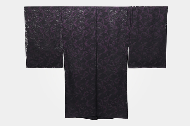 【受注商品】正絹 紋紗 羽織 絵羽柄 ろう叩き染 紫