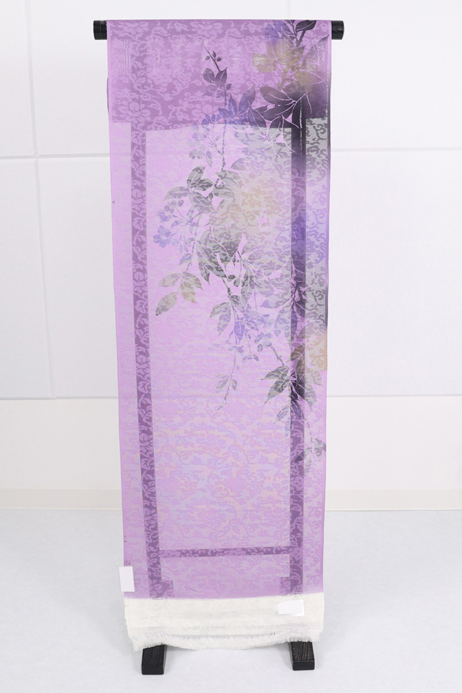 【受注商品】小室庵 正絹 紋紗 着物 羽織 muji+PLUS(ムジプラス) 草花紋 紫