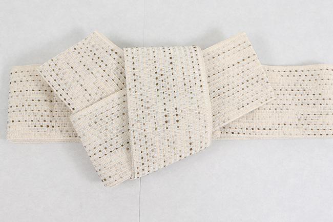 近賢織物 和紙 角帯 流星 生成り色×茶