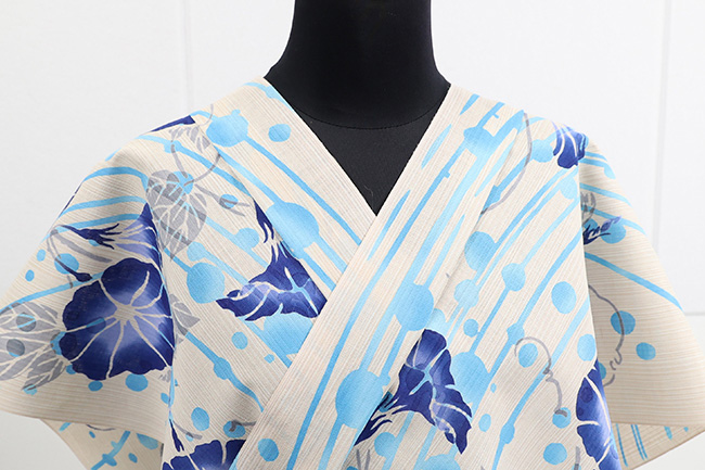 源氏物語 浴衣(ゆかた) 朝顔 ベージュ ◆女性にオススメ◆