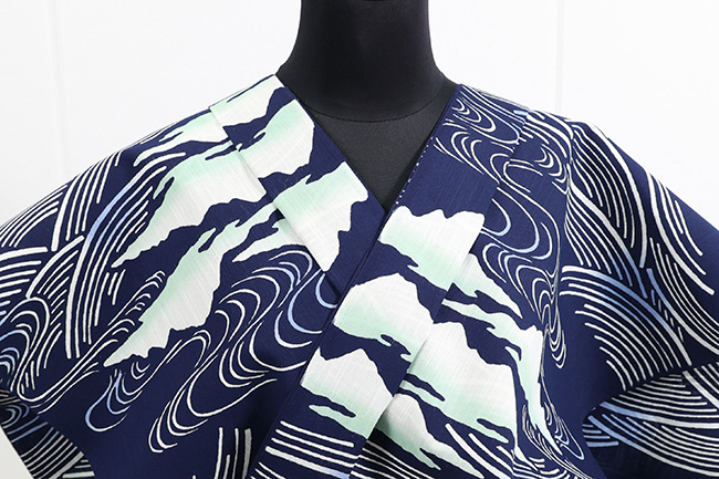 和風館 浴衣(ゆかた) 波 紺