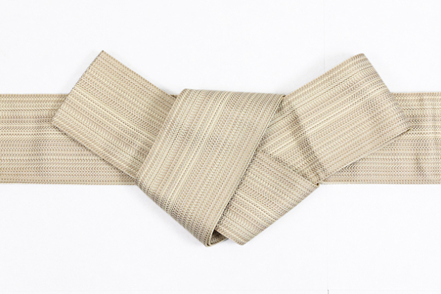 博多織 西村織物 正絹 角帯 道轍 刺子縞 ベージュ