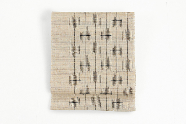 本麻 八寸名古屋帯 夏帯 絣 洒落がすり 生成り