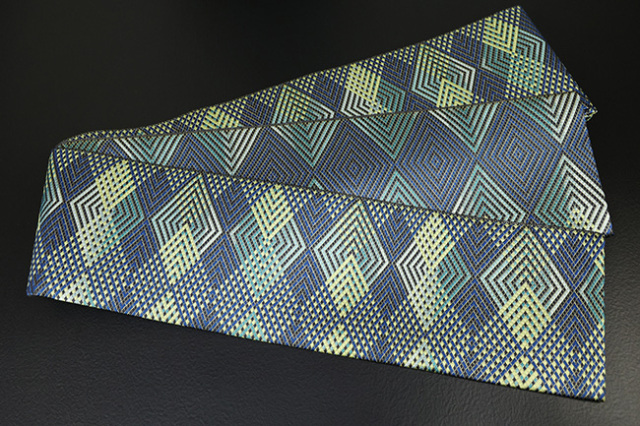 あづまやオリジナル 博多織 西村織物 正絹 半幅帯 佐賀錦 入子菱