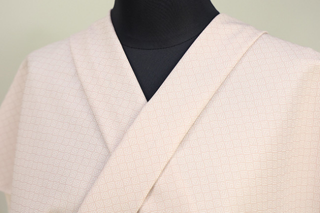 【受注生産品】ワタマサタマサ 洗える正絹お召し着尺 ala elle（アラ・エル）  組若松 薄桃
