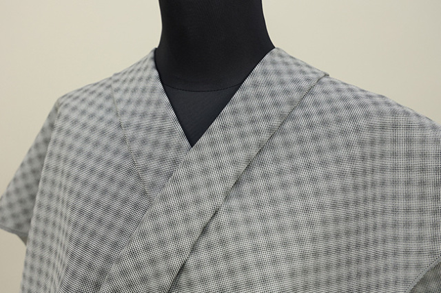 受注生産品】ワタマサ 洗える正絹お召し着尺 ダイヤぼかし 市松