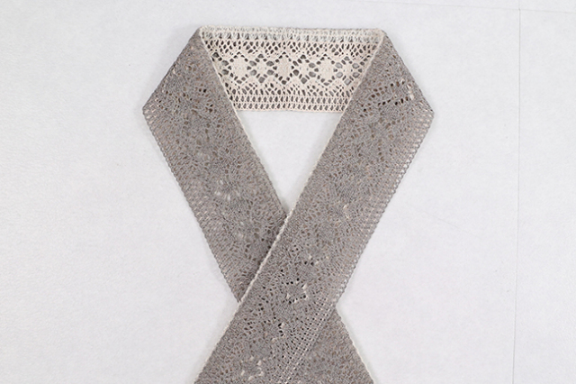 レース半衿 fun-衿 バイカラー 2way　ペールピンク×グレー