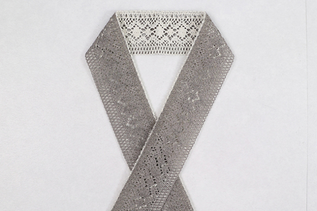 レース半衿 fun-衿 バイカラー 2way　ホワイト×グレー