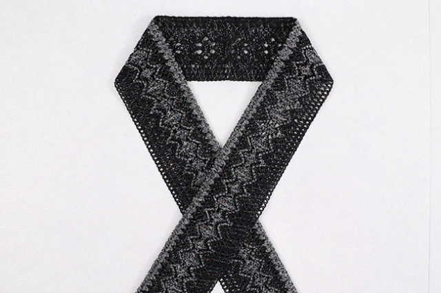 レース半衿 fun-衿 バイカラー 2way　ピュアブラック×マルチブラック