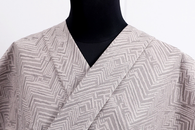 米沢木綿 木綿着物  紋KIPPE(きっぺ) めんこっとん ジグザグ ライトグレー ◆男女兼用◆