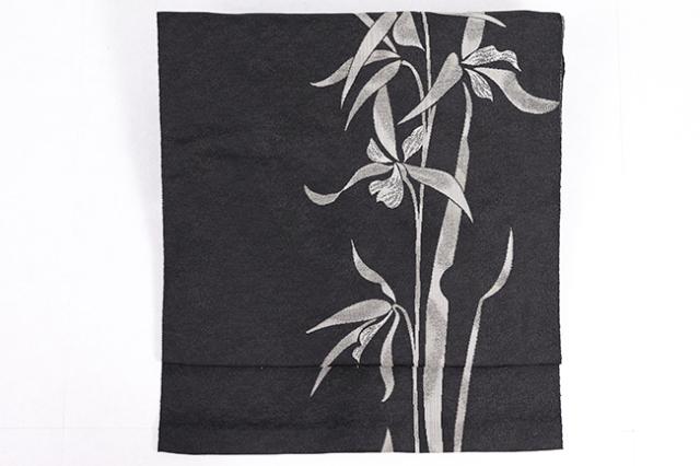 西陣織 九寸名古屋帯 洋花 黒 お仕立付き