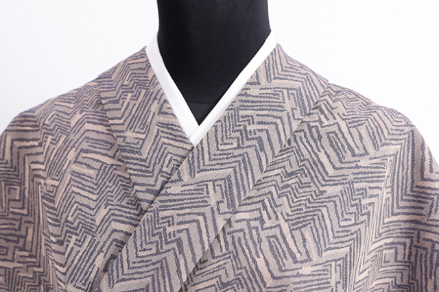 米沢木綿 木綿着物  紋KIPPE(きっぺ) めんこっとん ジグザグ モカ ◆男女兼用◆