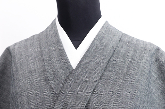 片貝木綿 木綿着物 紺仁工房 杉綾 デニム 灰色