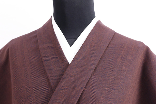 片貝木綿 木綿着物 紺仁工房 杉綾 デニム 赤茶