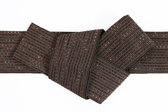 米沢織 近賢織物 角帯 流星 茶色