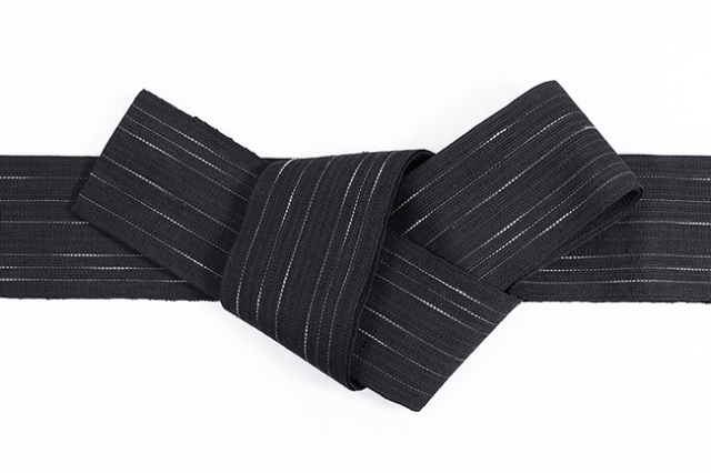 OLN 本麻 角帯 夏帯 ひこうき雲 黒