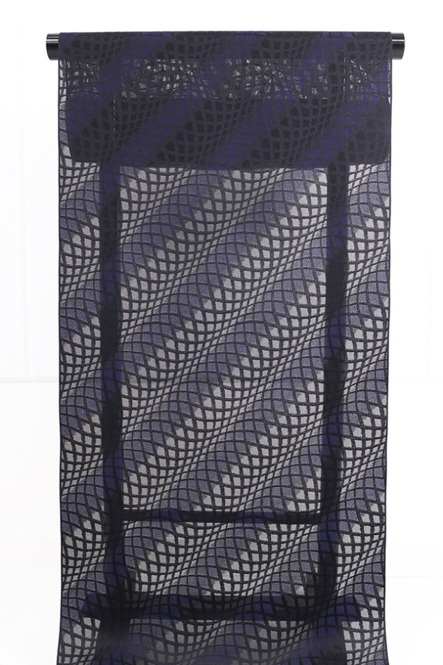 正絹 紋紗 着物 羽織  ランダム網目  黒