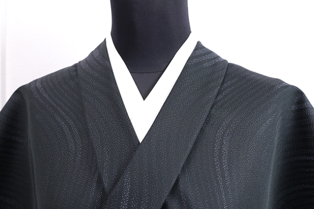 asami ワタマサ 洗える正絹長襦袢反物 鮫の小紋柄 深緑色 ワタマサ