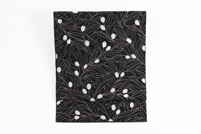 受注生産品】西村織物 Rライン 博多織 正絹 八寸名古屋帯 オリーブ 黒 