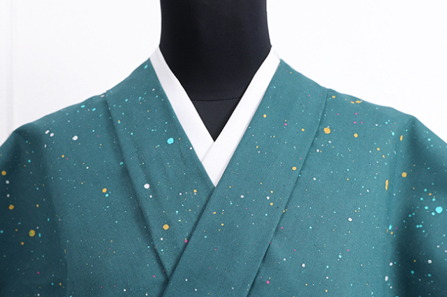 あづまやオリジナル 武田染工 綿麻着物工 七彩染め 青緑