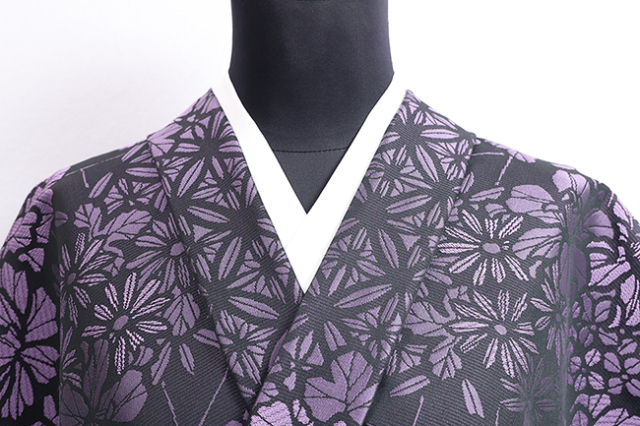 小室庵 正絹 お召し ステンドグラス 紫