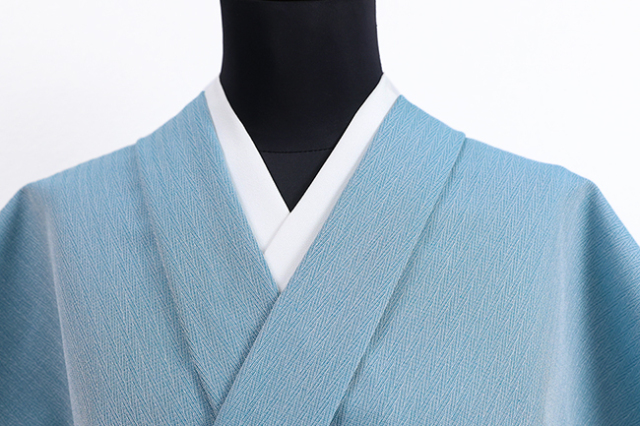 米沢木綿 木綿着物  紋KIPPE(きっぺ) めんこっとん 細ジグザグ 水色 ◆男女兼用◆
