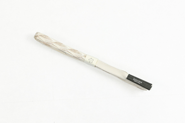 和小物さくら 正絹 帯締め 白×ベージュ