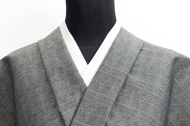 Kimono Factory nono 木綿着物 GRITTER （グリッター） 尖塔 灰色