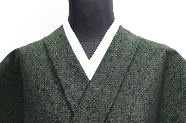Kimono Factory nono 木綿着物 GRITTER （グリッター） 尖塔 黒×緑