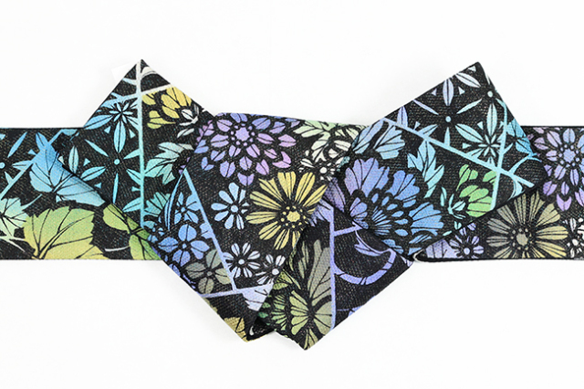 小室庵 正絹 角帯 ステンドグラス 黒×青系