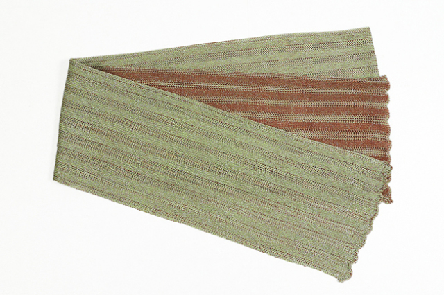 【受注商品】あづまやオリジナル コウジュササキ シルクニット帯揚げ オリーブ×ブラウン