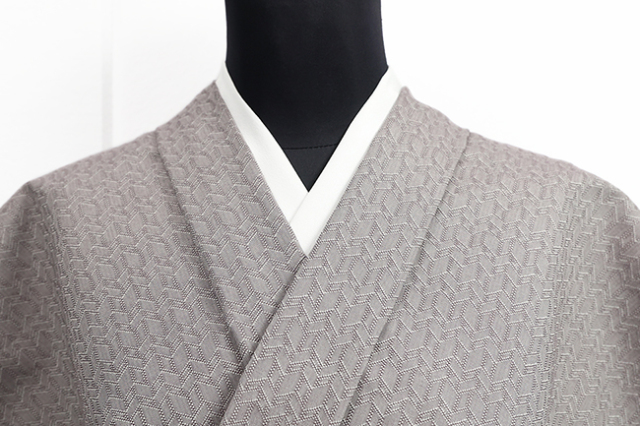 米沢木綿 木綿着物  紋KIPPE(きっぺ) めんこっとん 矢羽根ジグザグ 薄茶 ◆男女兼用◆