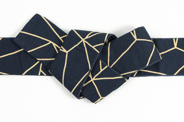 源氏物語 木綿 角帯 幾何学模様 紺