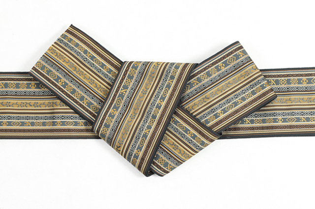 博多織 西村織物 正絹 角帯 更紗 黒