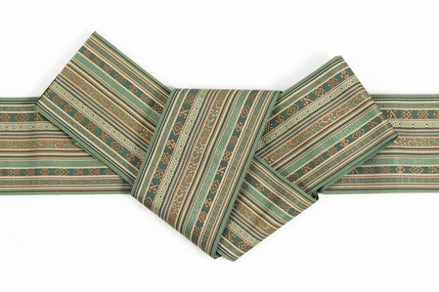 博多織 西村織物 正絹 角帯 更紗 緑