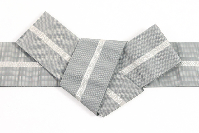 博多織 西村織物 正絹 角帯 悦 ヤスラ献上 灰色