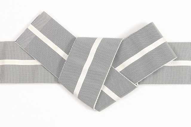 博多織 西村織物 正絹 角帯 悦  ヤスラ献上 白