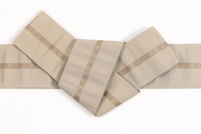 博多織 西村織物 正絹 角帯 悦 ヤスラ献上 ベージュ