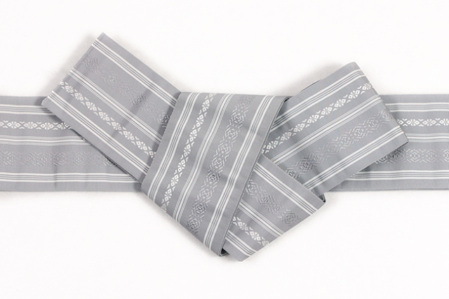博多織 西村織物 正絹 角帯 上献上 灰色