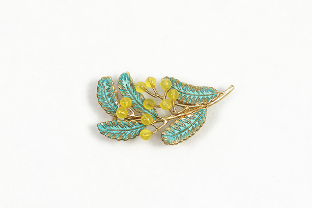 騎西屋 帯留め 彫金 ミモザ