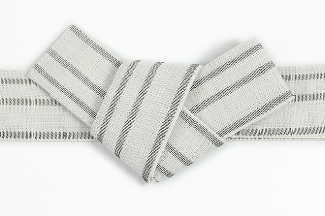 本麻 角帯 両面 夏帯 縞 白