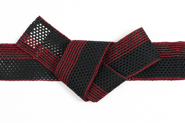 本麻 角帯 夏帯 麻組紐帯 レース 黒×赤