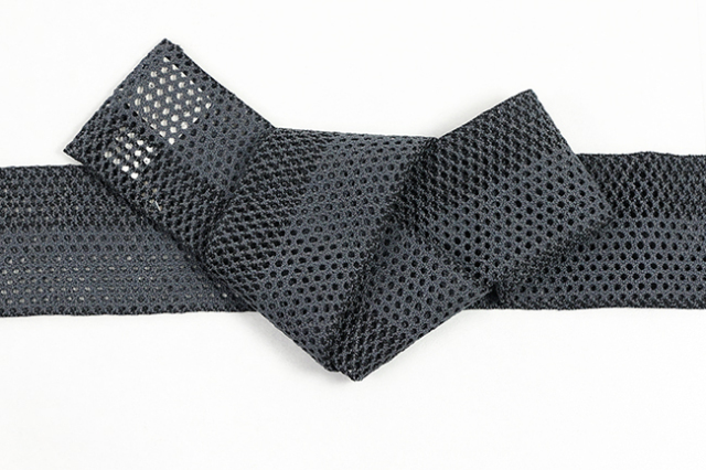本麻 角帯 夏帯 麻組紐帯 レース 黒×濃灰