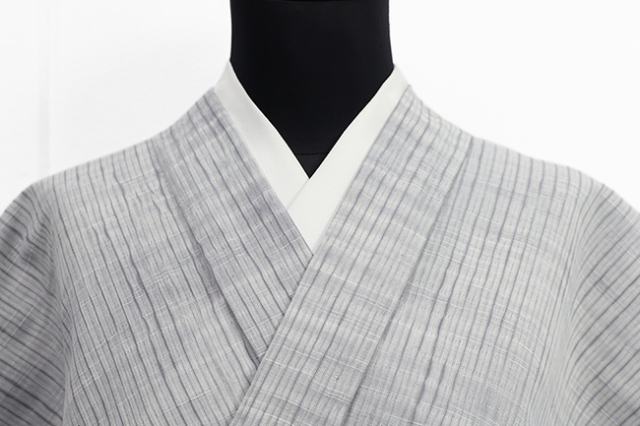 片貝木綿 木綿着物 紺仁工房 普段着きもの 手筋絞り 灰色